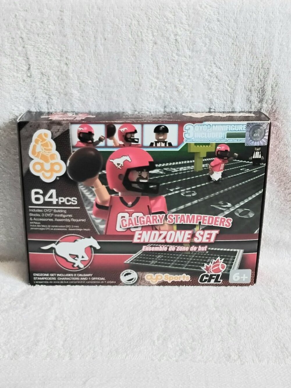 Sealed 2014 CFL Calgary Stampeders Endzone Set Inc. 3 Figures by OYO Sports!!